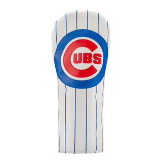 Hometown Brands officially licensed Chicago Cubs white and blue pinstripe driver golf headcover.