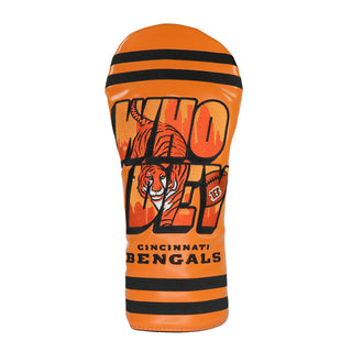 NFL Cincinnati Bengals Who Dey driver  golf headcover in orange, black and white.