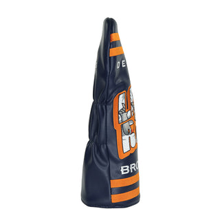 NFL Denver Broncos Let's Ride driver headcover in navy, orange, gray and white.