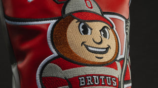 Hometown Brands golf driver headcovers featuring high stitch count embroidered college sport team logos and mascots.