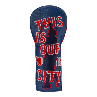 Hometown Brands Big Papi This Is Our F**kin City Boston Red Sox Driver golf headcover in red and blue.
