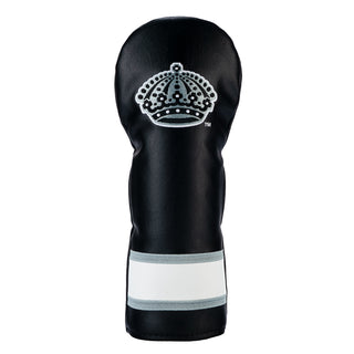 LA Kings black golf club fairway headcover with a crown emblem on a white background