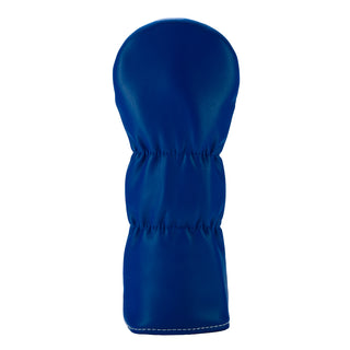 Blue golf club head cover on a white background
