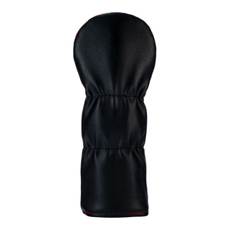 Black golf club head cover on a white background