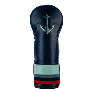 Golf club headcover with Seattle Kraken anchor design on a white background