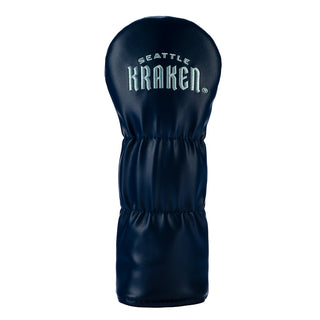 Navy blue golf head cover with 'Seattle Kraken' branding on a white background