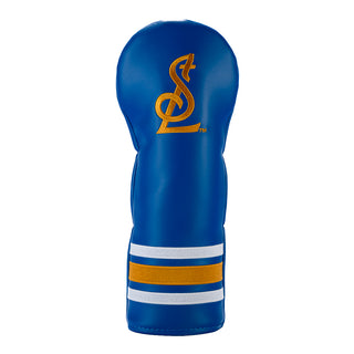St. Louis Blues golf club fairway headcover with gold and white accents on a white background