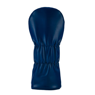 Blue golf club head cover on a white background