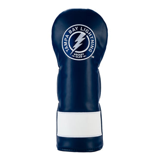 Navy blue fairway golf headcover with Tampa Bay Lightning logo on a white background