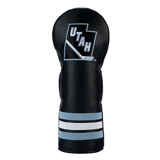 Black golf club fairway headcover with 'UTAH' Mammoth branding on a white background
