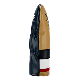 Hometown Brands x Vegas Golden Knights official NHL golf fairway wood headcover with gold and black material and embroidered logo.