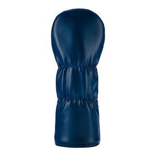 Blue golf club head cover on a white background