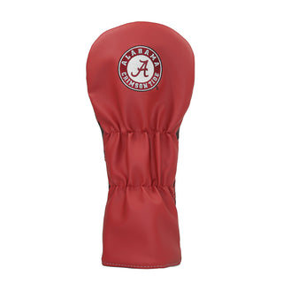 Maroon Alabama University Roll Tide driver headcover with a silver elephant design.