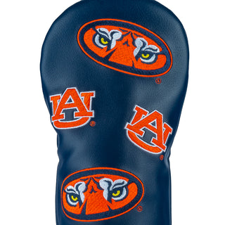 Navy blue fairway golf club head cover with Auburn University logo on a white background