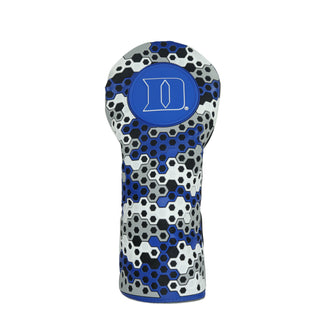 Duke University TPU fairway golf headcover in white, black, gray and blue. 