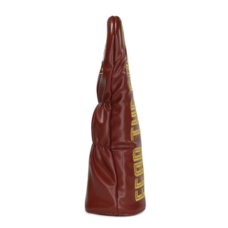 Florida State University Fear the Spear driver headcover in gold and burgundy. 