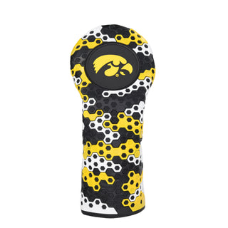 University of Iowa fairway wood golf headcover in yellow, black and white.