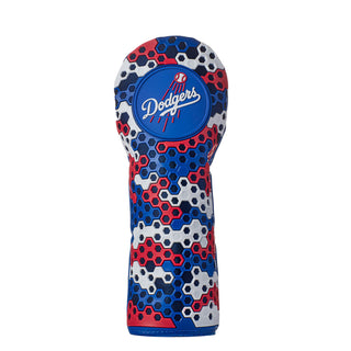 MLB Los Angeles Dodgers hex fairway headcover in red, white, and blue.