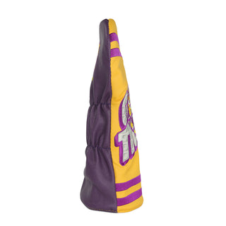 LSU Geaux Tigers driver headcover in yellow, purple and gray.