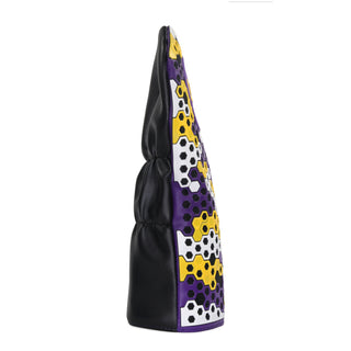 Purple, Yelllow, White and Black Hex LSU driver golf headcover. 