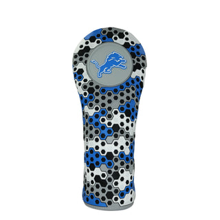 NFL Detroit Lions fairway wood golf headcover in blue, gray, white and black.