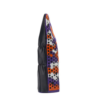 Clemson University fairway headcover in orange, purple, black and white.