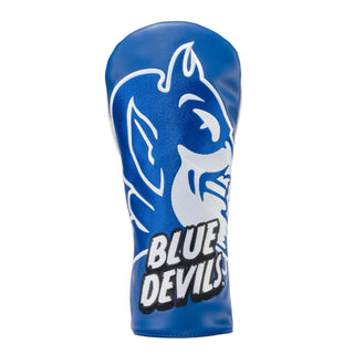 Duke University Blue Devils golf driver headcover in white and blue. 