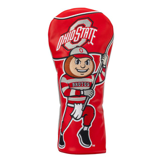 Ohio State University Buckeye driver golf headcover in red, gray, white and black.