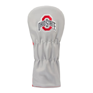 Ohio State University Buckeye driver headcover in red, gray, white and black.