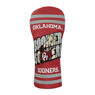 Oklahoma Sooner red, gray, blue and tan driver golf headcover.