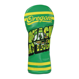 University of Oregon green, yellow, orange, white and black Quack Attack driver golf headcover.