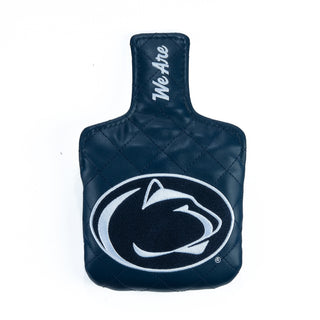 Navy blue mallet golf club headcover with a Penn State Nittany Lions logo on a white background