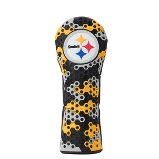 Steelers fairway wood golf headcover in yellow, red, blue, gray, white and black.