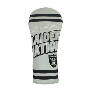 NFL Las Vegas Raiders driver golf headcover in gray, white and black.