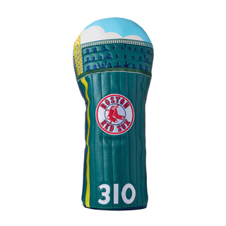 Baseball bleecher scene of Fenway stadium with Boston Red Sox log driver golf club headcover in green, red, blue, white and yellow.