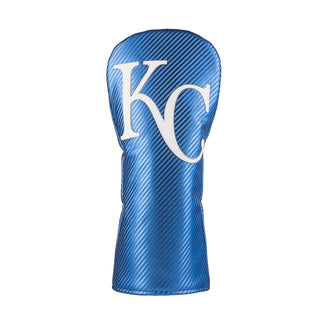 Blue driver golf club head cover with official Kansas City Royals logo on a white background.