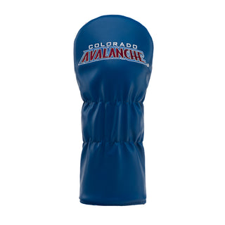 A royal blue golf club headcover with 'COLORADO AVALANCHE' printed in white and red on the front, set against a plain white background.