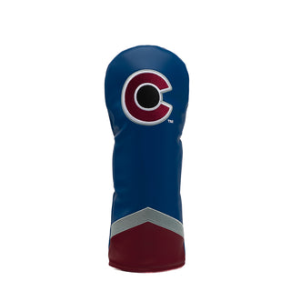 A blue golf club headcover featuring the Colorado Avalanche 'C' logo in maroon, white, and blue, with a gray chevron pattern near the bottom, shown on a plain white background.