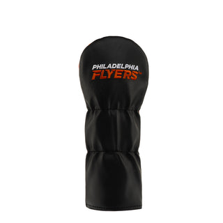 Philadelphia Flyers fairway headcover back view featuring the logo on black material.