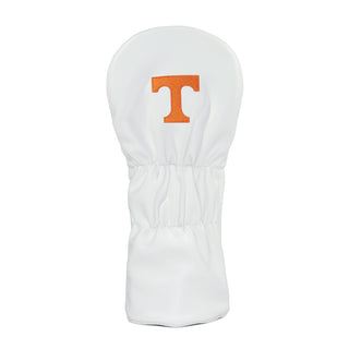 Tennessee Go Vols driver headcover in white, orange and black with dog image in Go Vols lettering.