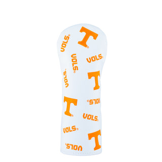 White fairway golf club headcover with University of Tennessee Volunteers orange 'VOLS' logo on a white background