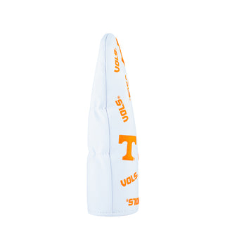 White fairway golf club headcover with University of Tennessee Volunteers orange 'VOLS' logo on a white background