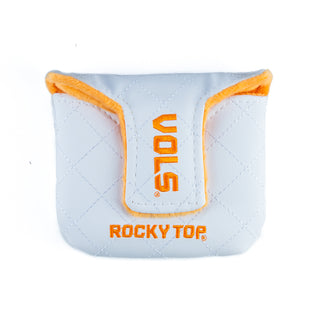Quilted white and orange University of Tennessee Volunteers mallet putter golf headcover.