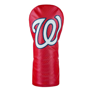 Red official Washington Nationals driver golf headcover with white W logo.