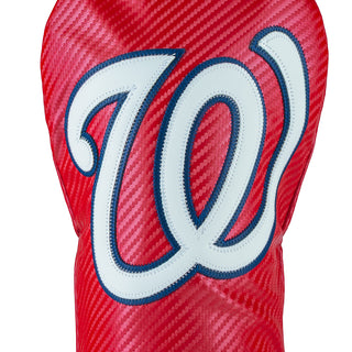 Red official Washington Nationals driver golf headcover with white W logo.