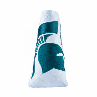 Blade Golf club headcover with Michigan State Spartans logo and 'Go Green Go White' text on a white background