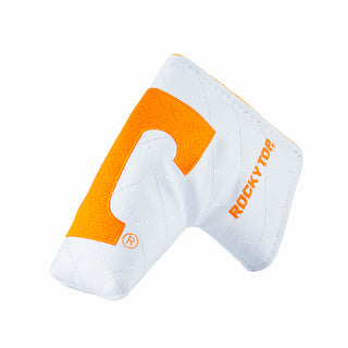 White and orange University of Tennessee Volunteers blade golf club headcover with 'VOLS' branding on a white background